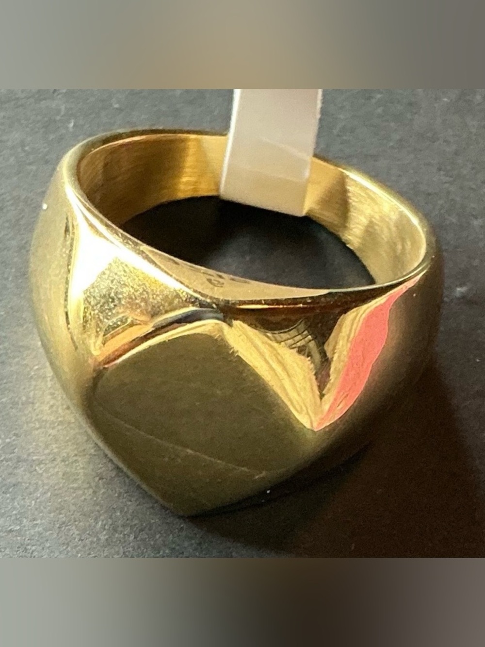 Gold Signet Ring Black Inlay Chunky Statement